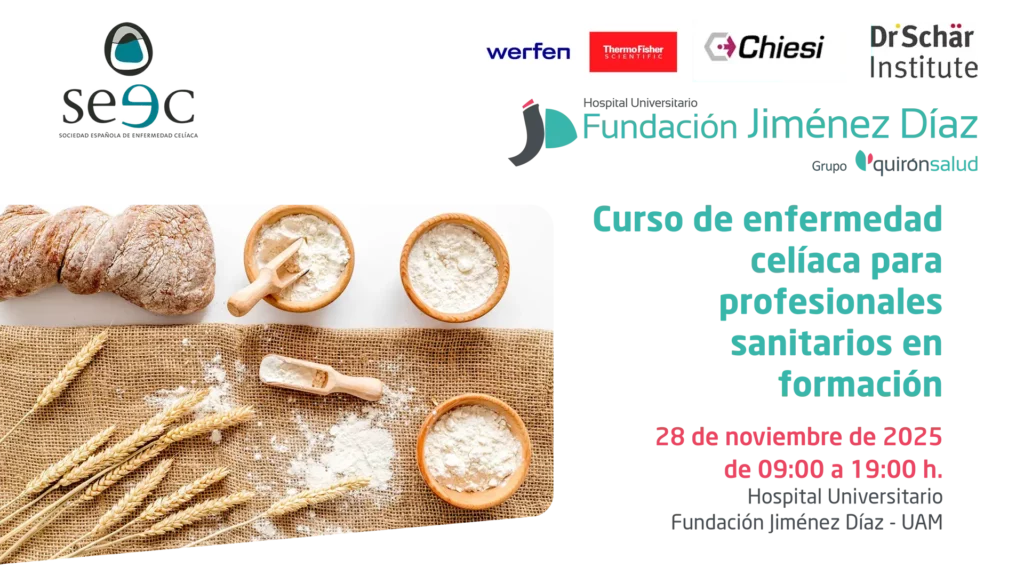 Curso de enfermedad celiaca para profesionales sanitarios en formación FJD Seec con logos